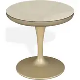 Linea End Table in Champagne Gold Glass & Metal